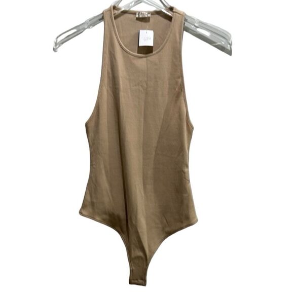 Free People Inimately Basic Ribbed Body Suit Beige Small - Picture 1 of 6